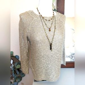🐰Taupe Knit Sequin Pullover